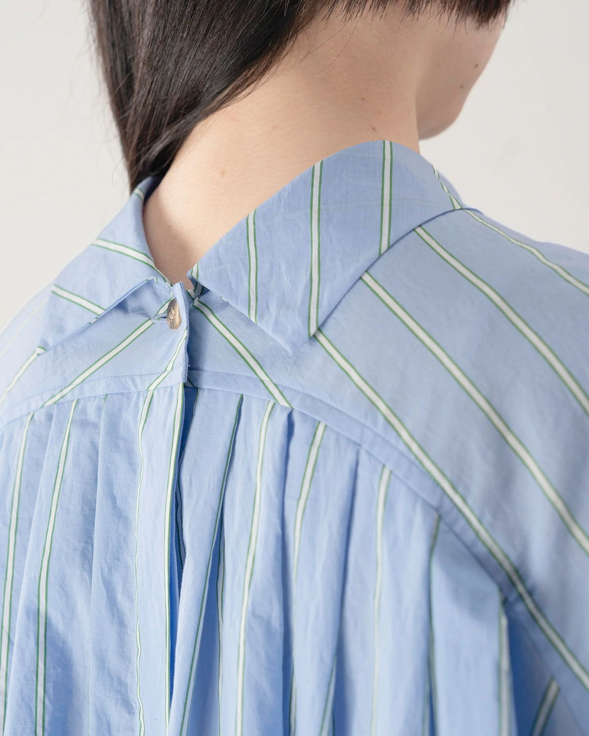 PUFF SHIRT DRESS (BLUE STRIPE)