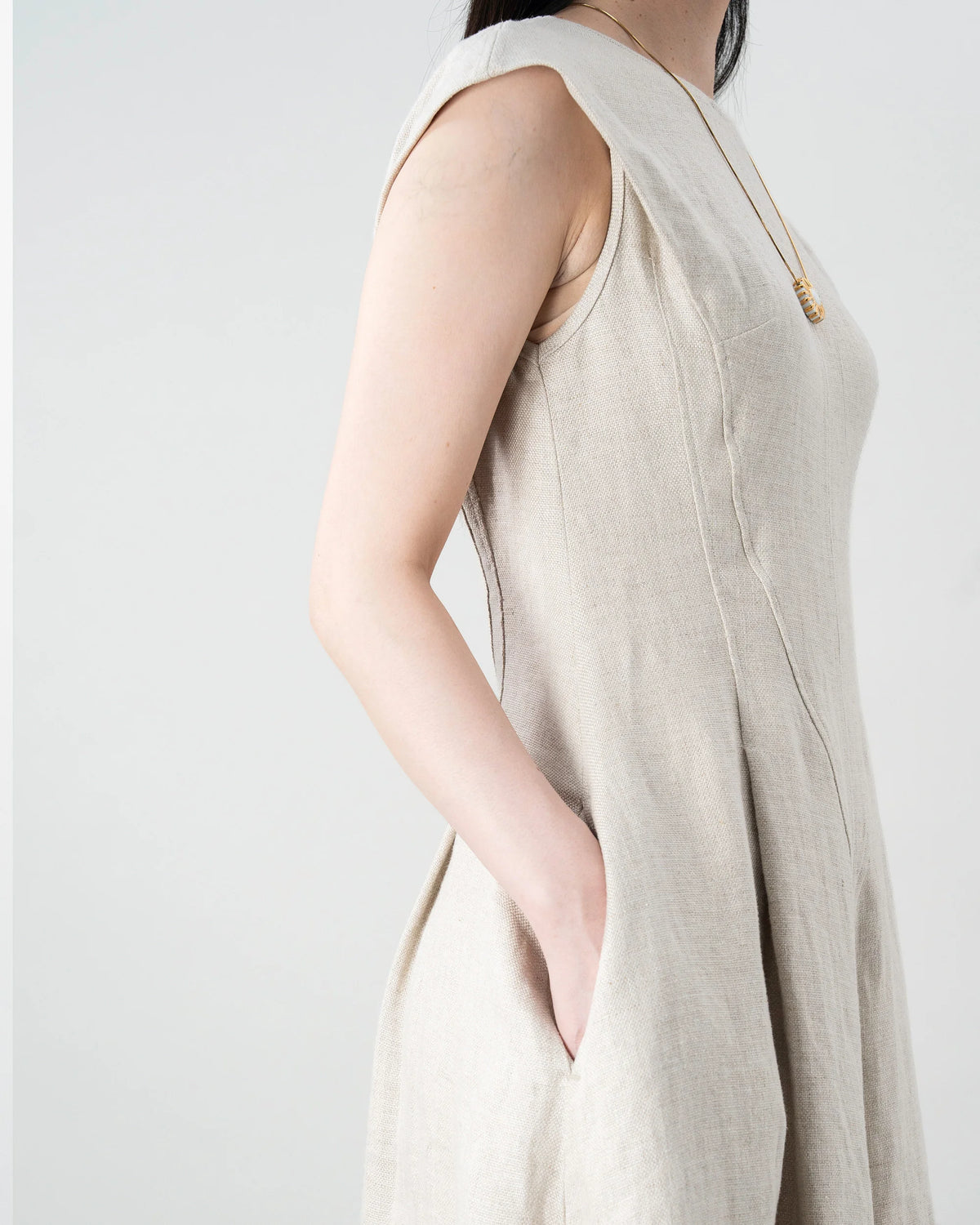 LINEN TIERED DRESS