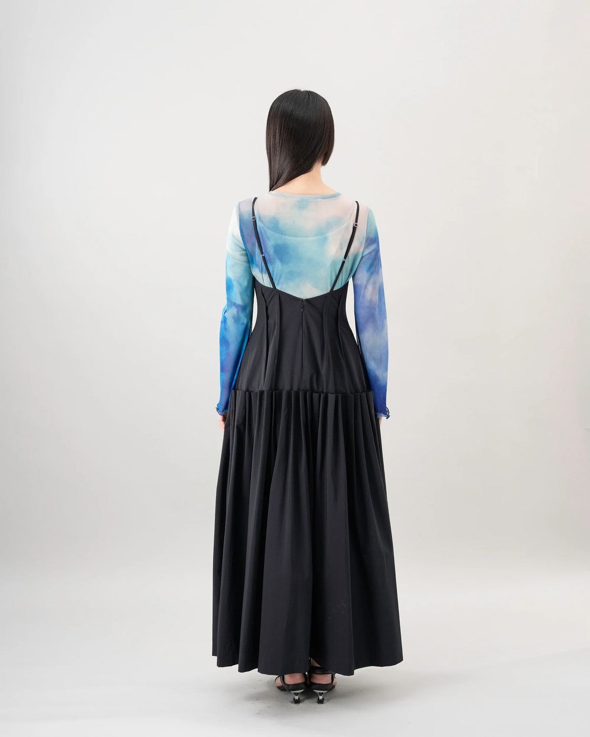 PLEAT CAMI DRESS (BLACK)