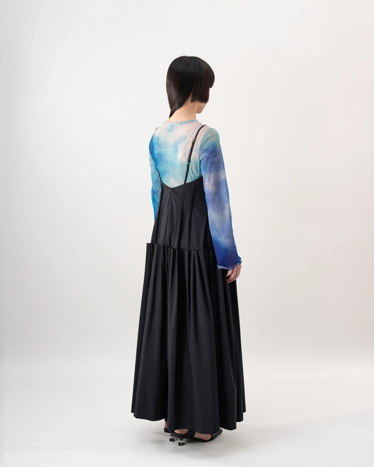 PLEAT CAMI DRESS (BLACK)