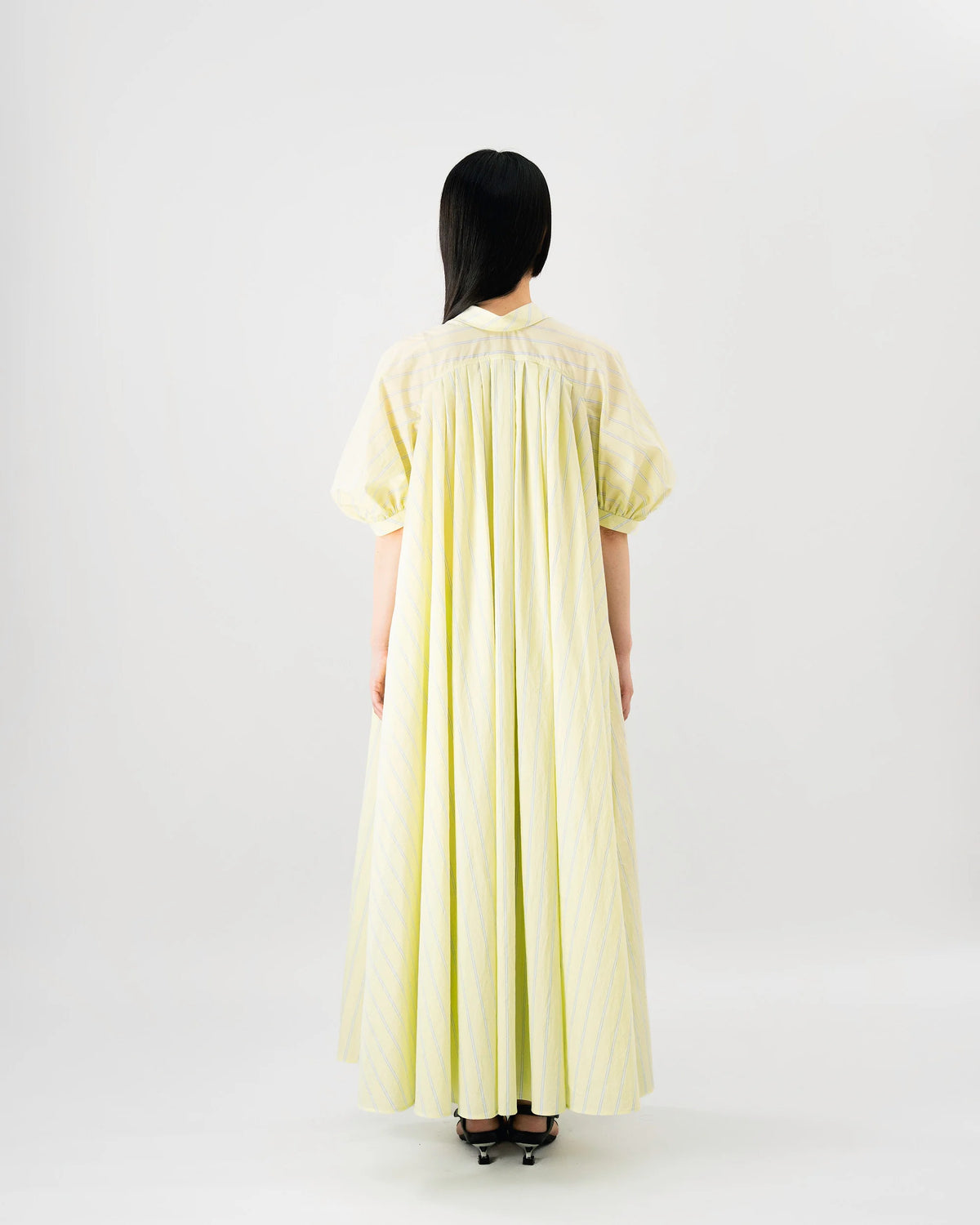 PUFF SHIRT DRESS (YELLOW STRIPE)