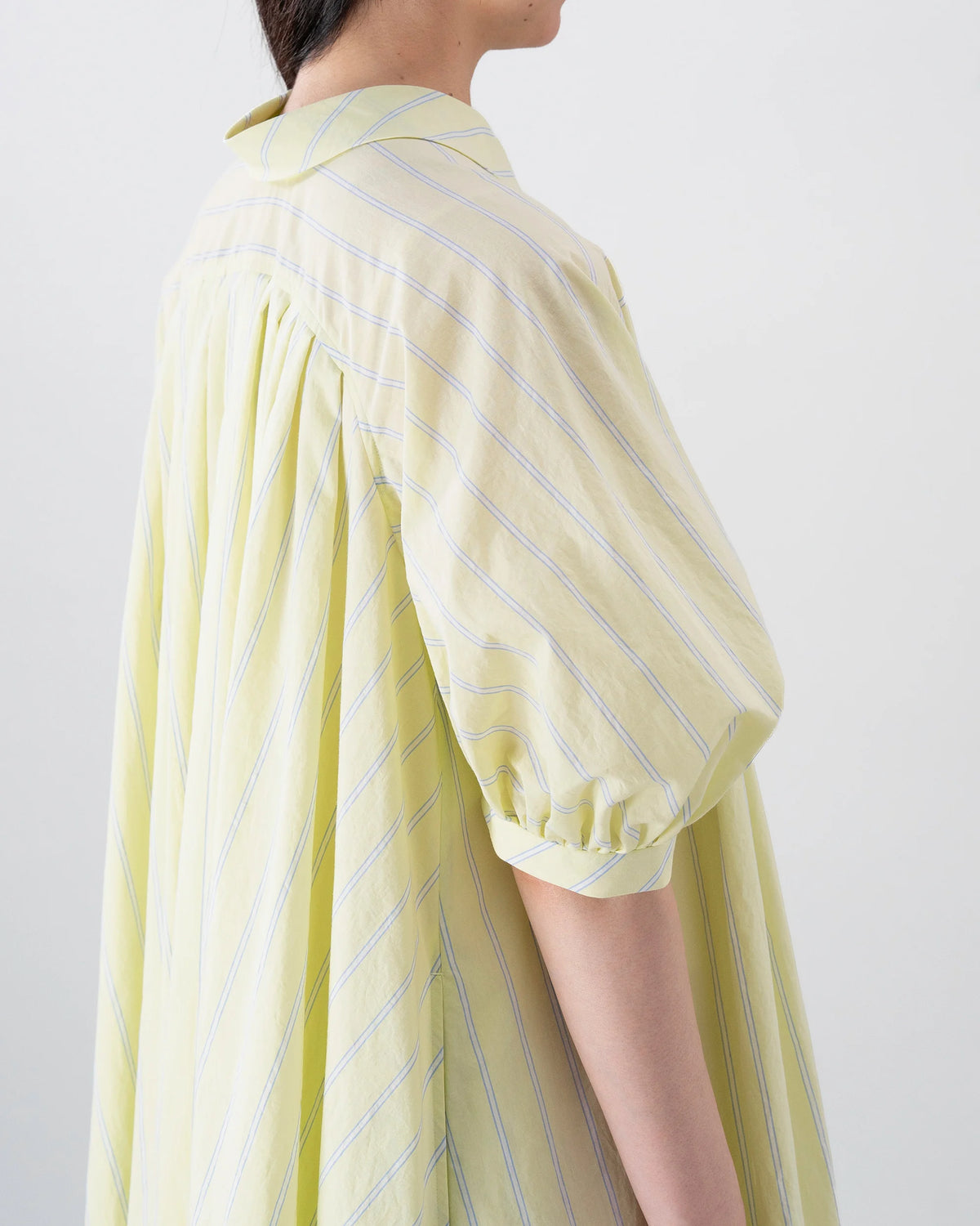 PUFF SHIRT DRESS (YELLOW STRIPE)