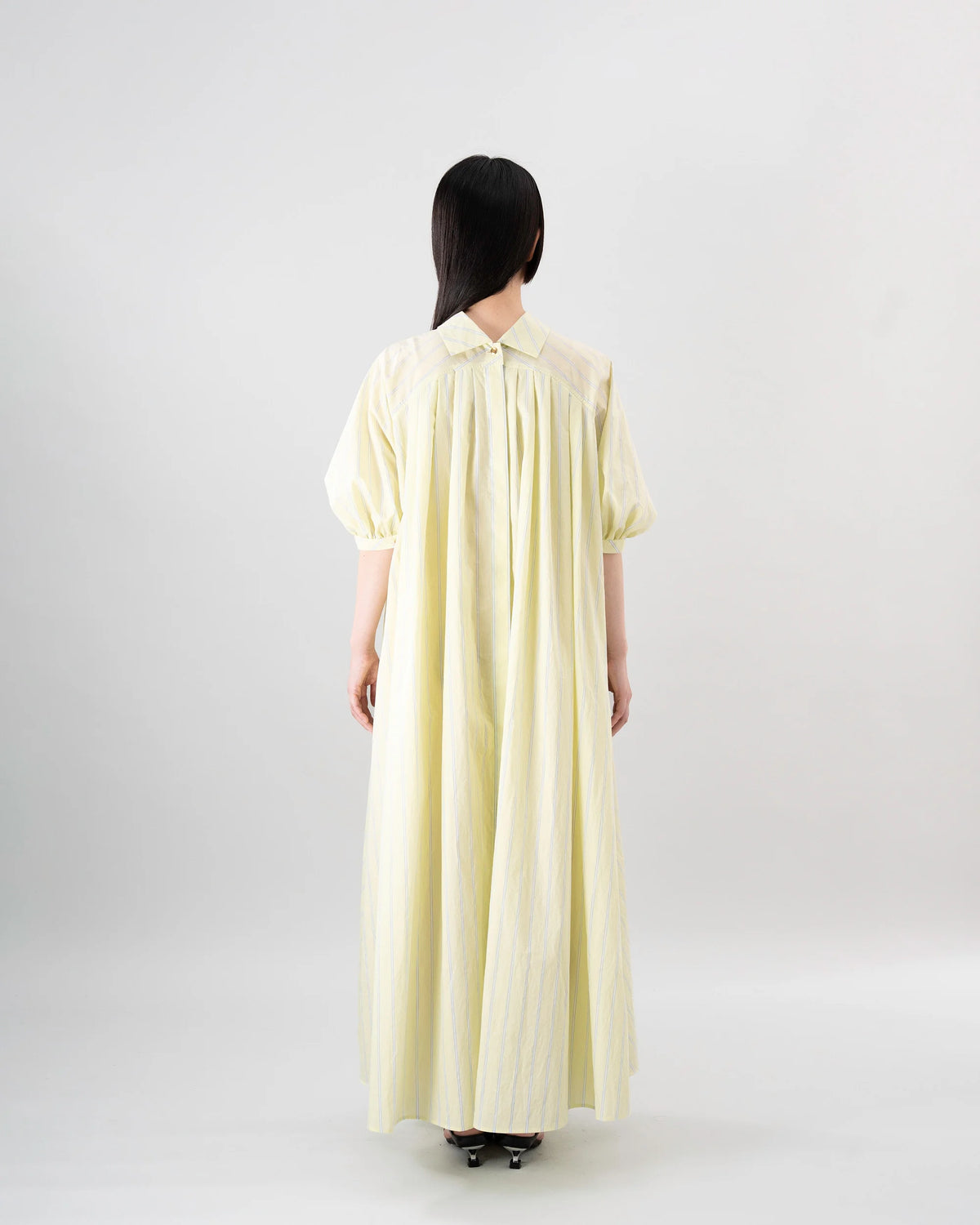 PUFF SHIRT DRESS (YELLOW STRIPE)