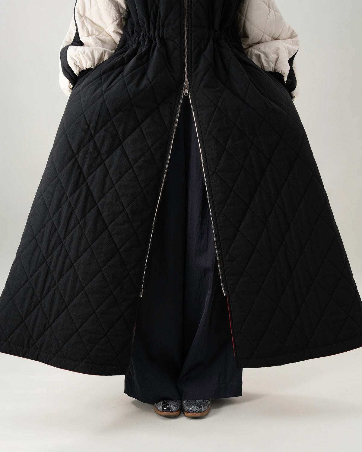 SKAJAN DRESS (RED×BEIGE)