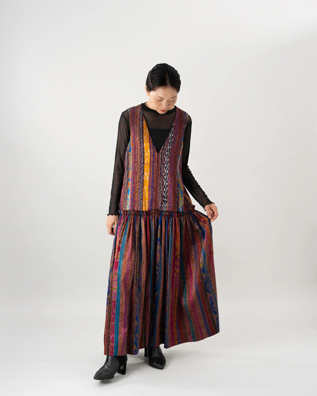 THAI SILK TIERED DRESS