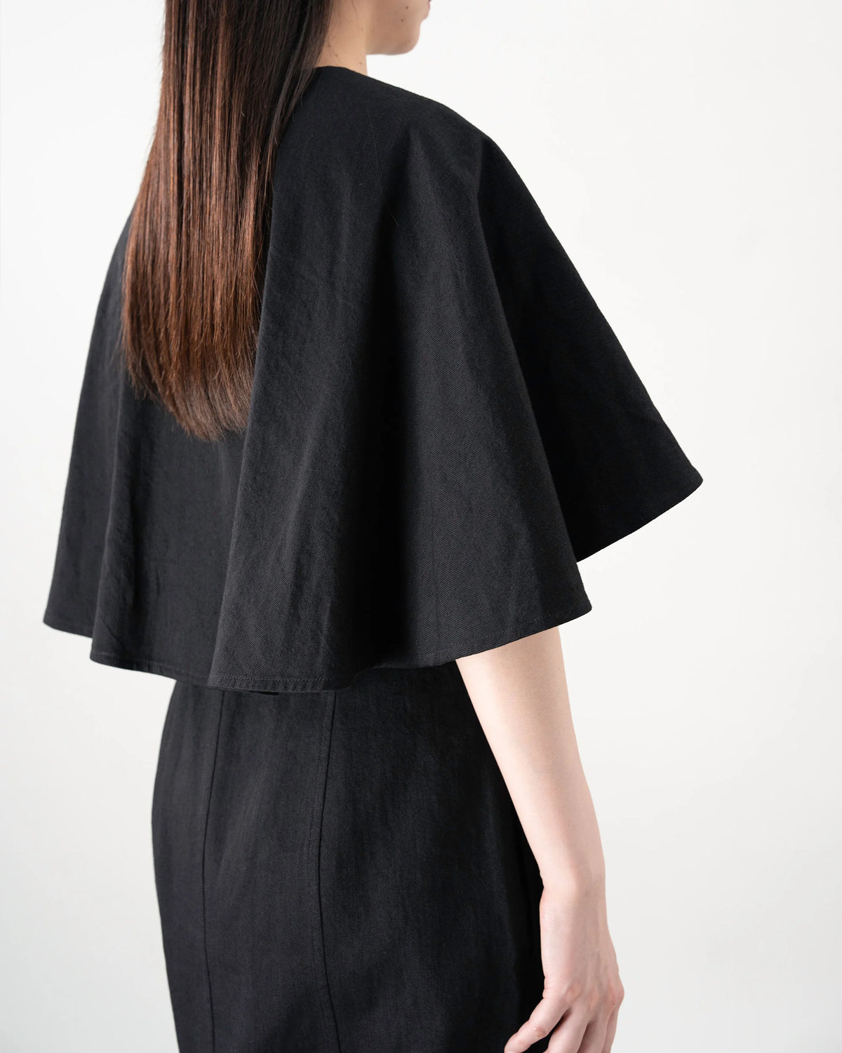 DENIM CAPE DRESS (BLACK)