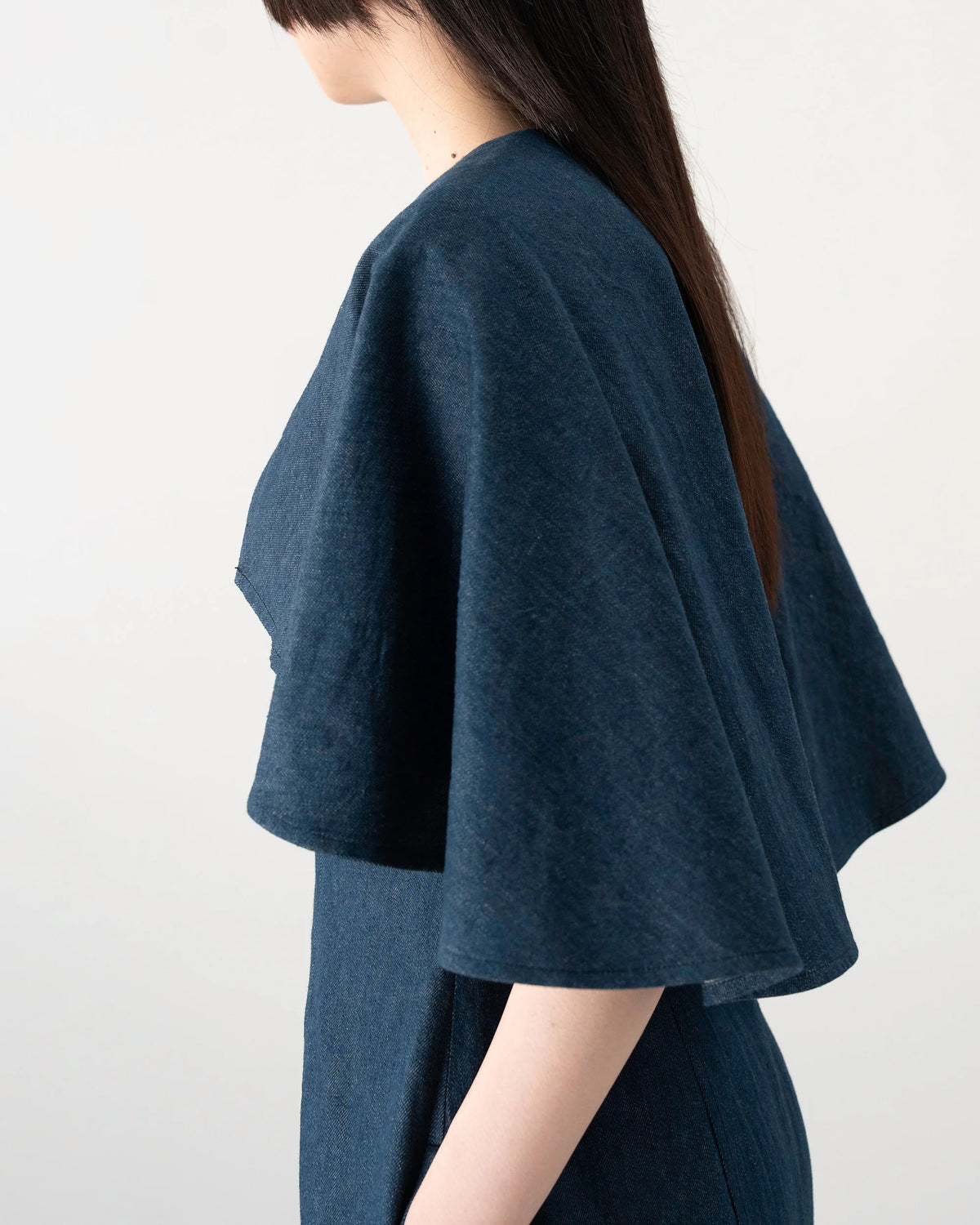 DENIM CAPE DRESS (BLUE)
