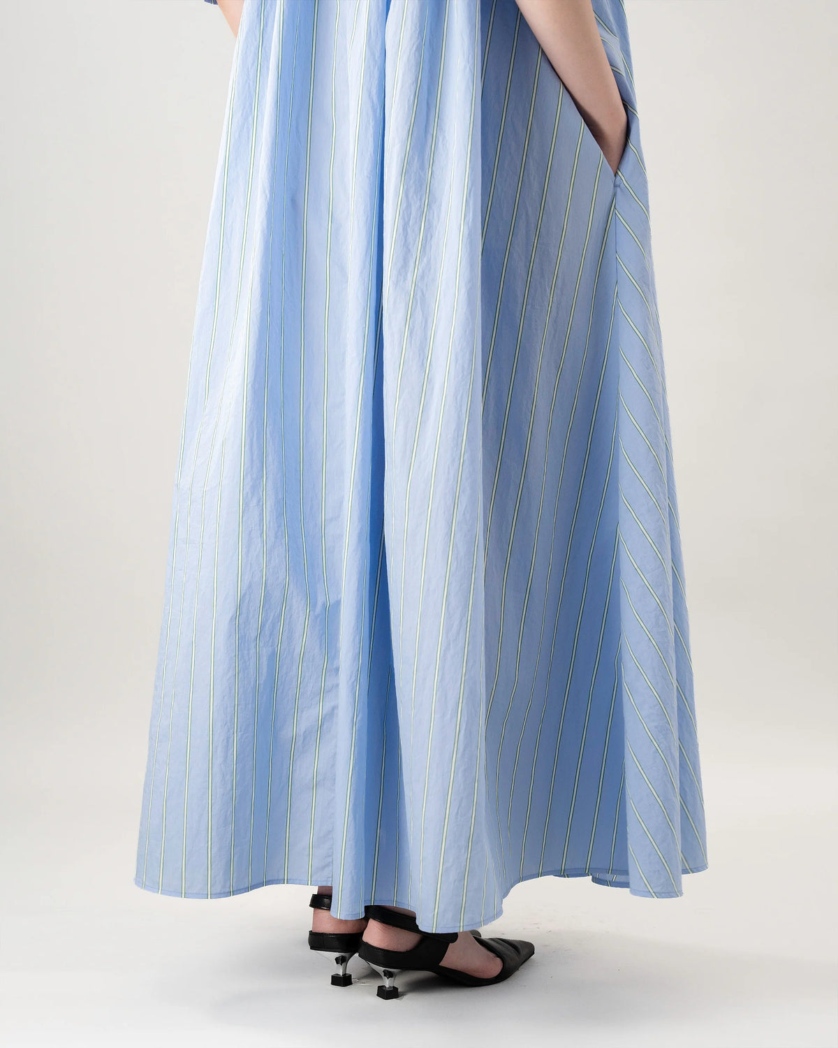 PUFF SHIRT DRESS (BLUE STRIPE)
