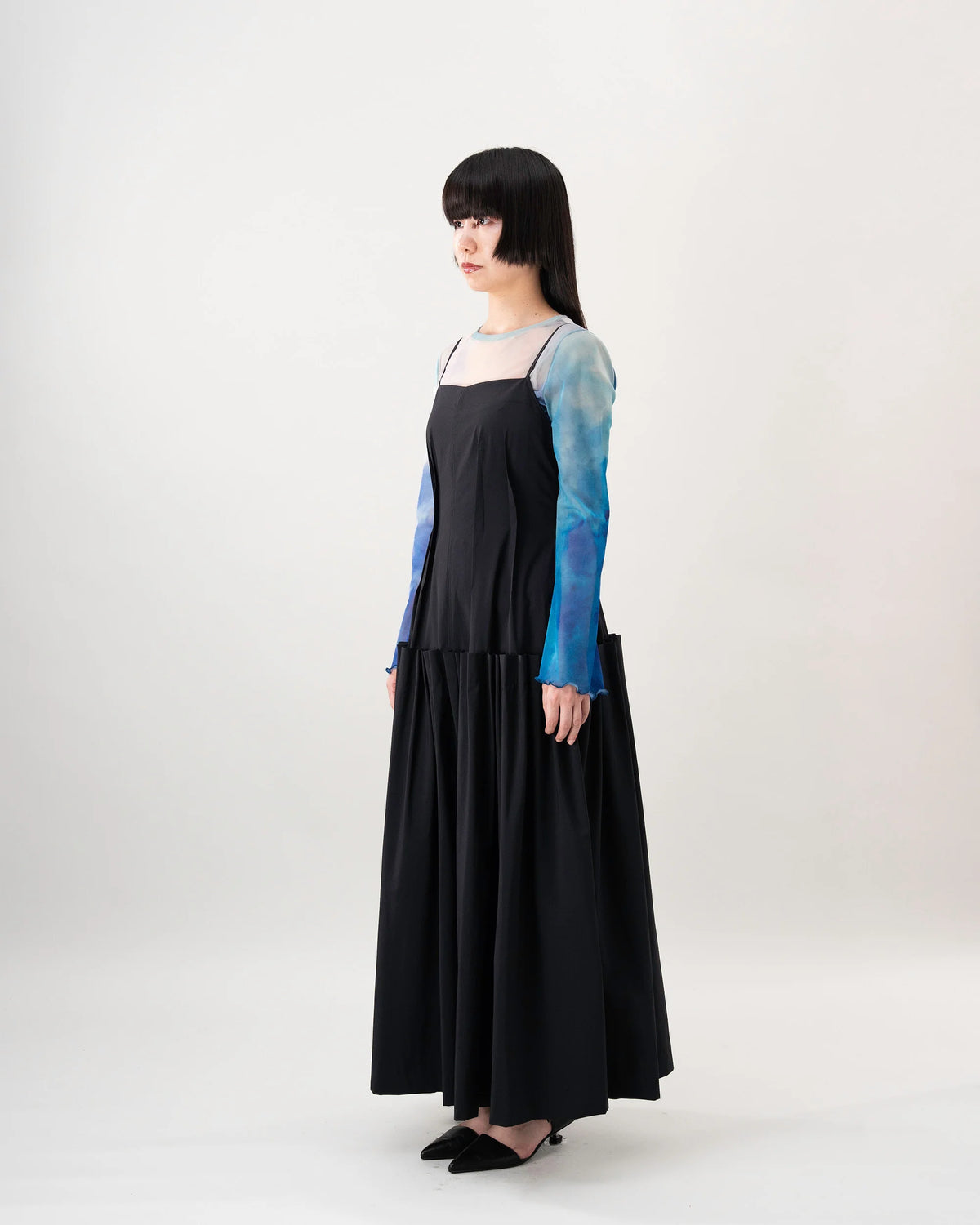 PLEAT CAMI DRESS (BLACK)