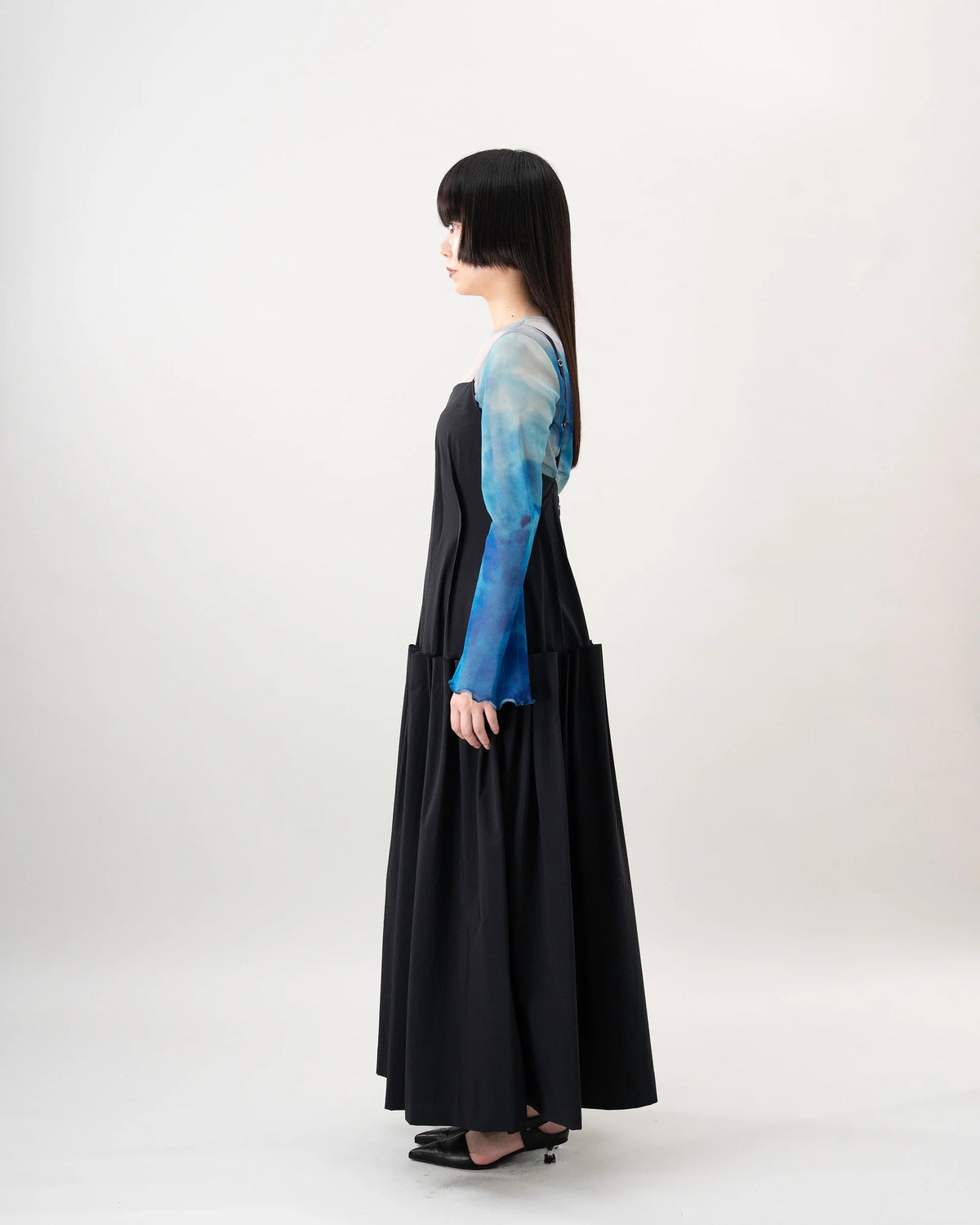 PLEAT CAMI DRESS (BLACK)