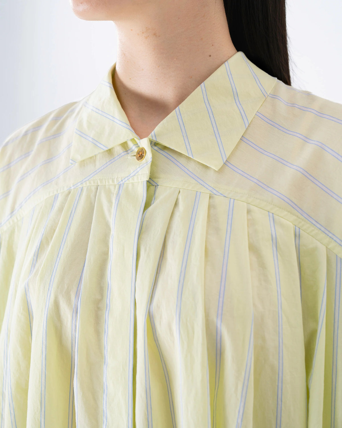 PUFF SHIRT DRESS (YELLOW STRIPE)