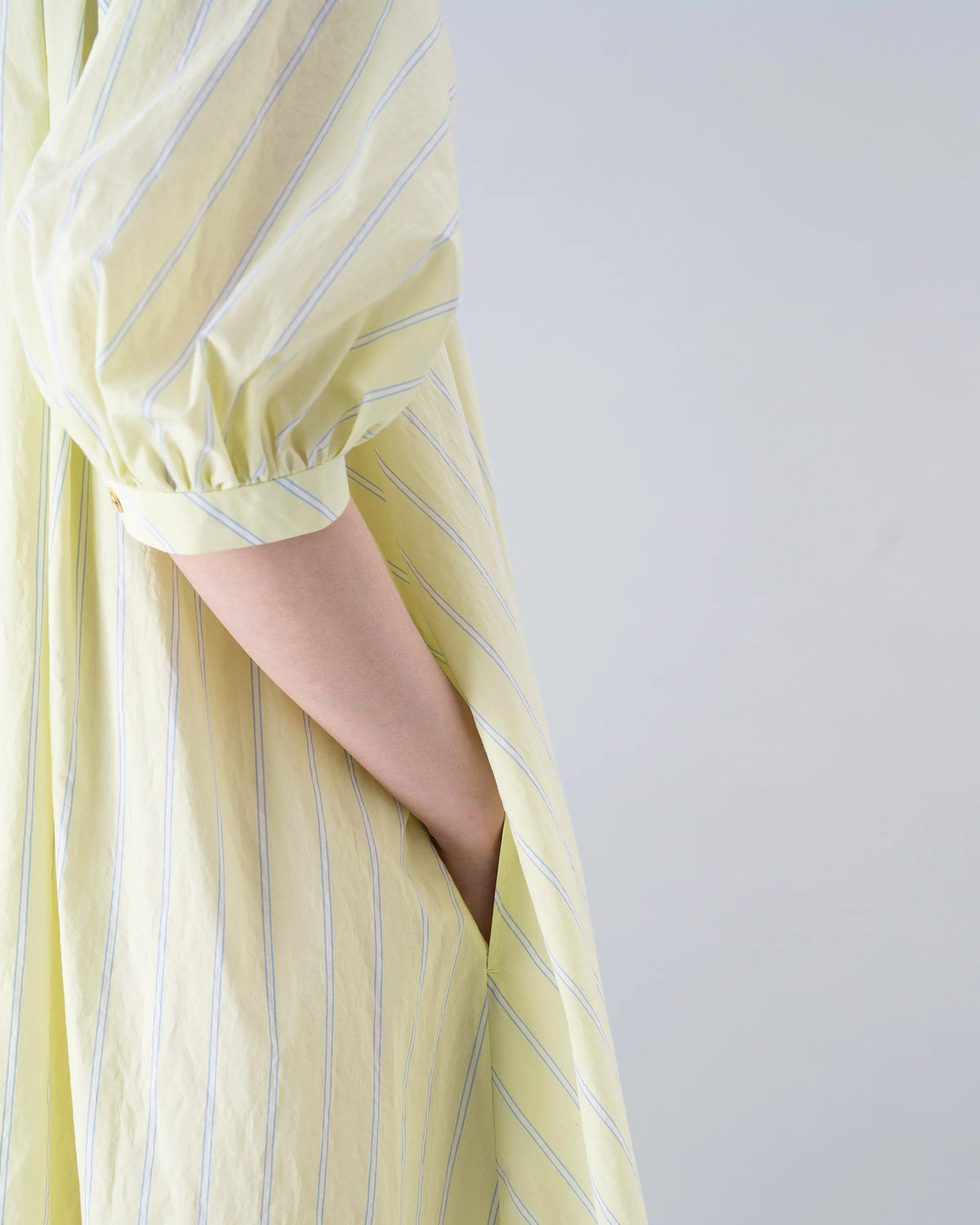 PUFF SHIRT DRESS (YELLOW STRIPE)