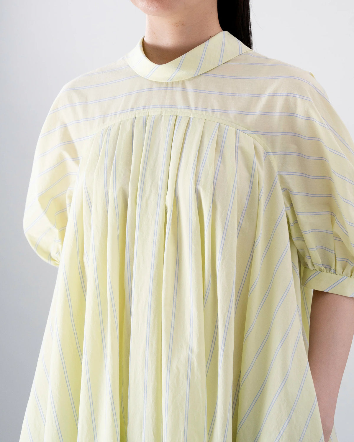 PUFF SHIRT DRESS (YELLOW STRIPE)