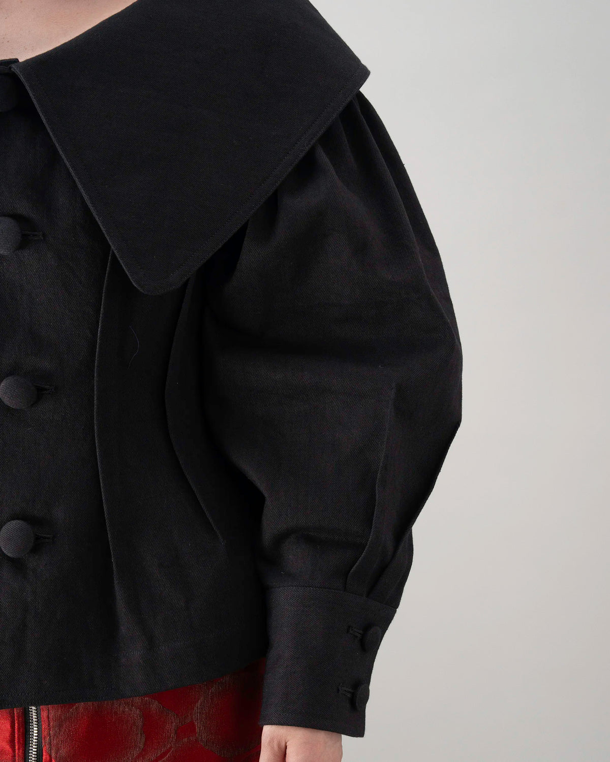BLACK DENIM OFF SHOULDER JACKET