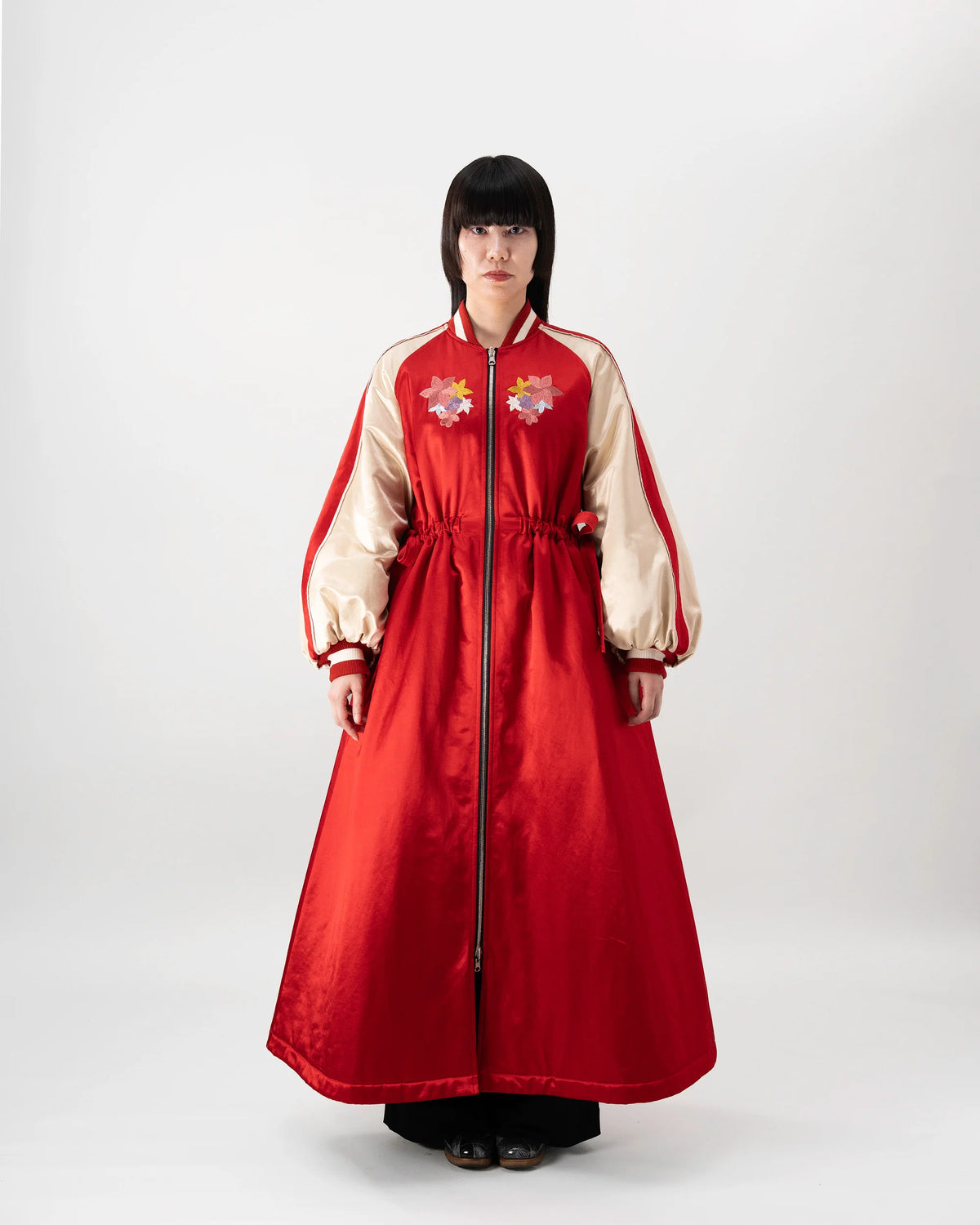 SKAJAN DRESS (RED×BEIGE)