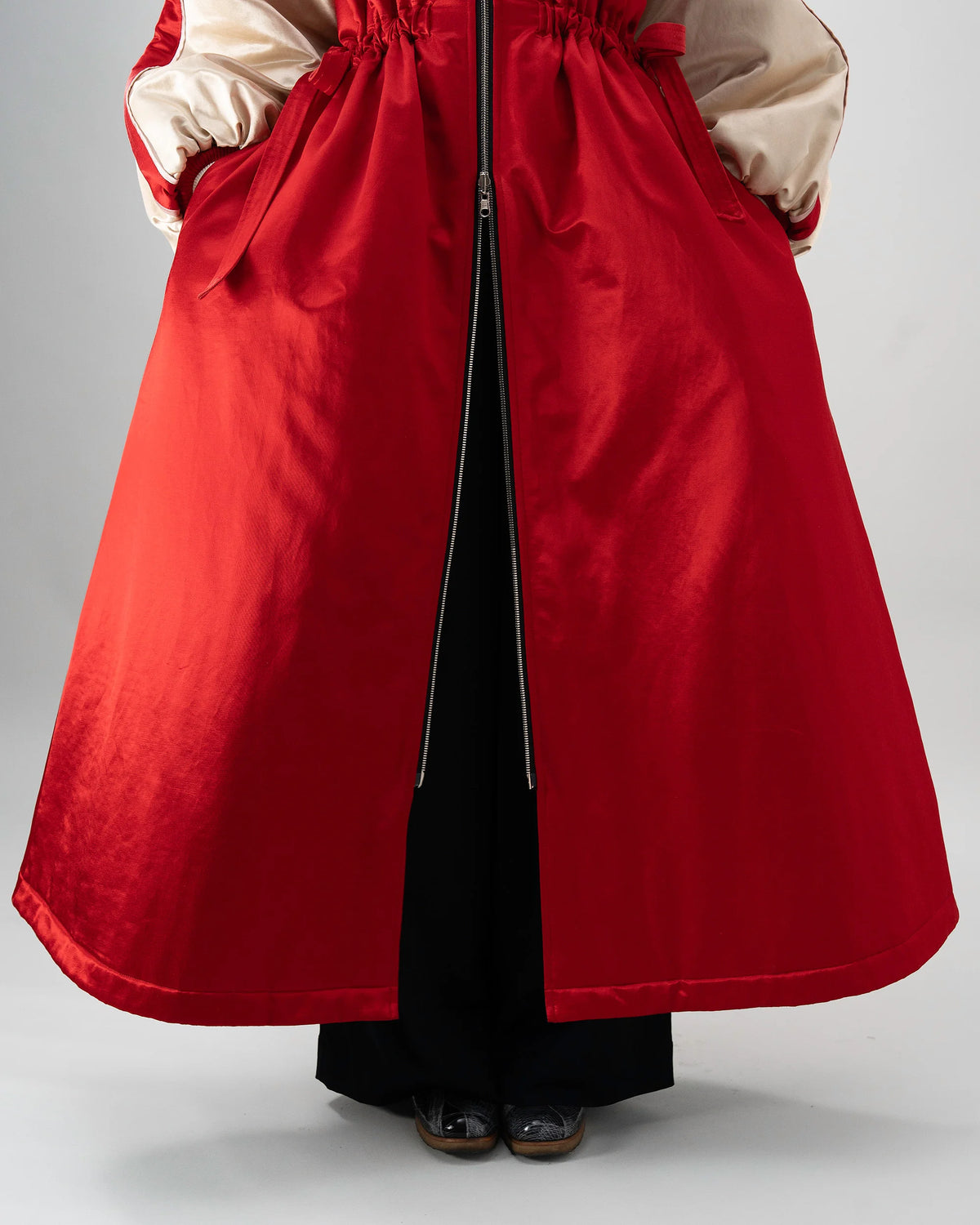 SKAJAN DRESS (RED×BEIGE)
